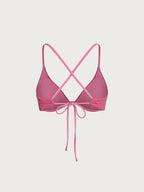 Premium Pembe Jakarlı Desteksiz Üçgen Bikini Üstü