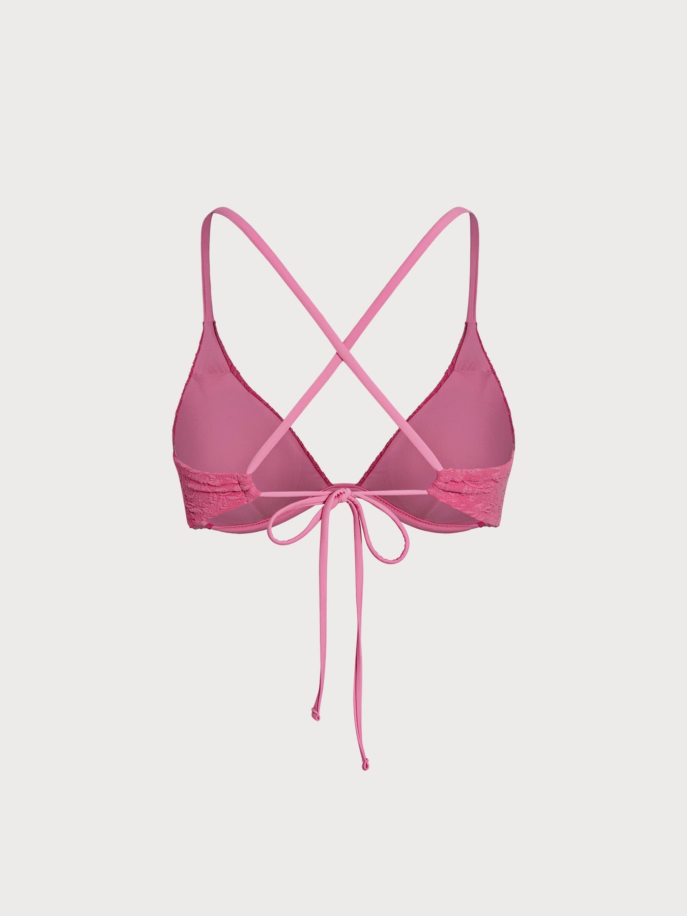Premium Pembe Jakarlı Desteksiz Üçgen Bikini Üstü