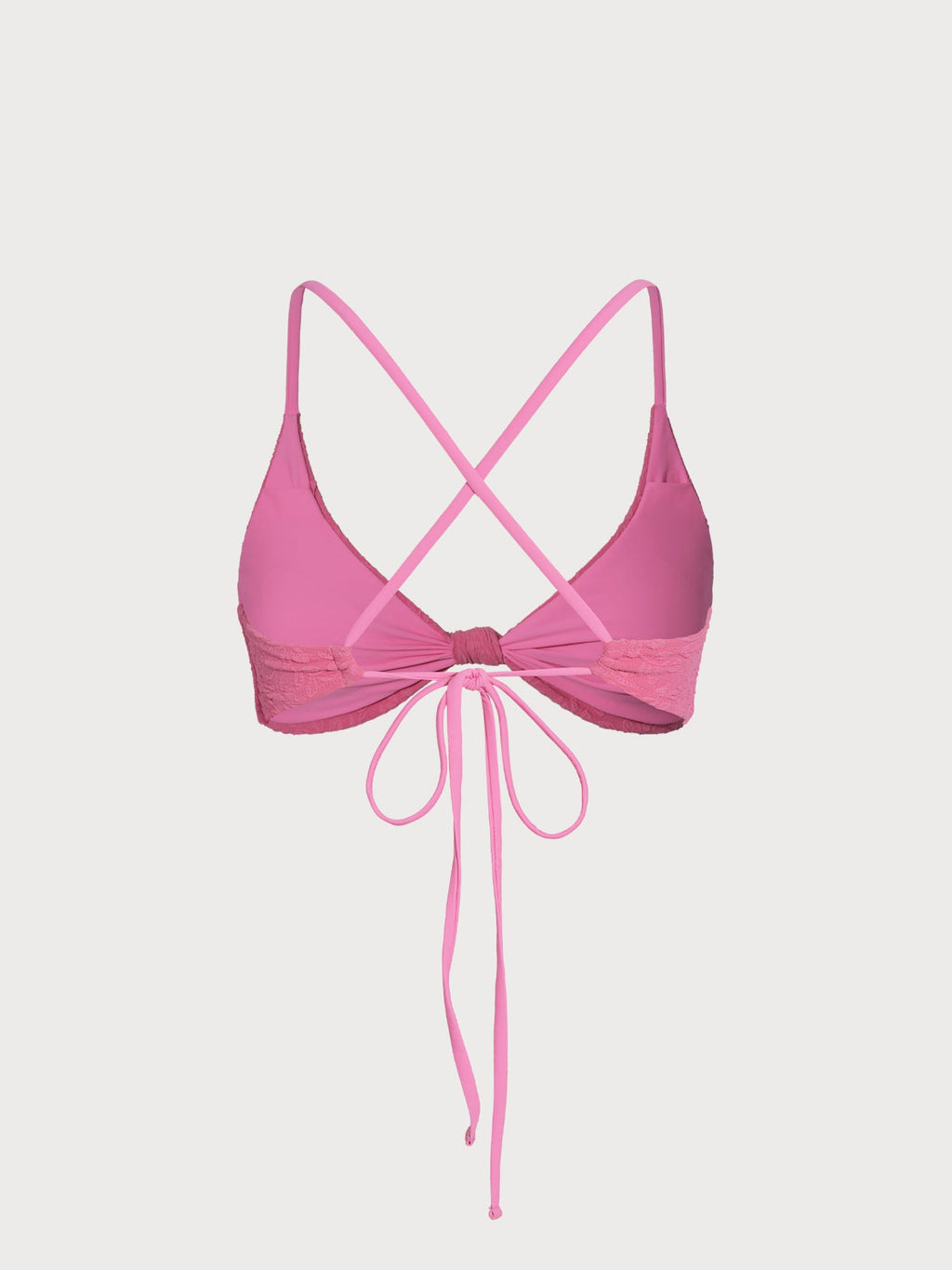Jakarlı Pembe Çiçek Bikini Üstü - Şık ve Rahat Tasarım