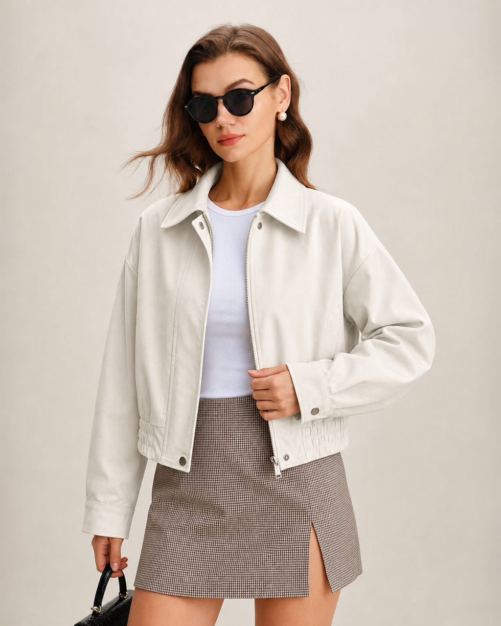 Off White Fermuarlı Cepli Ceket