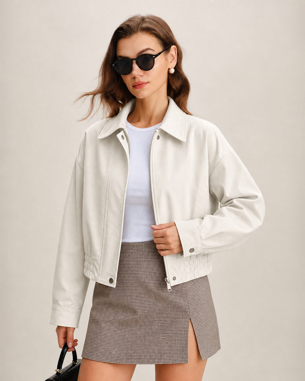 Off White Fermuarlı Cepli Ceket