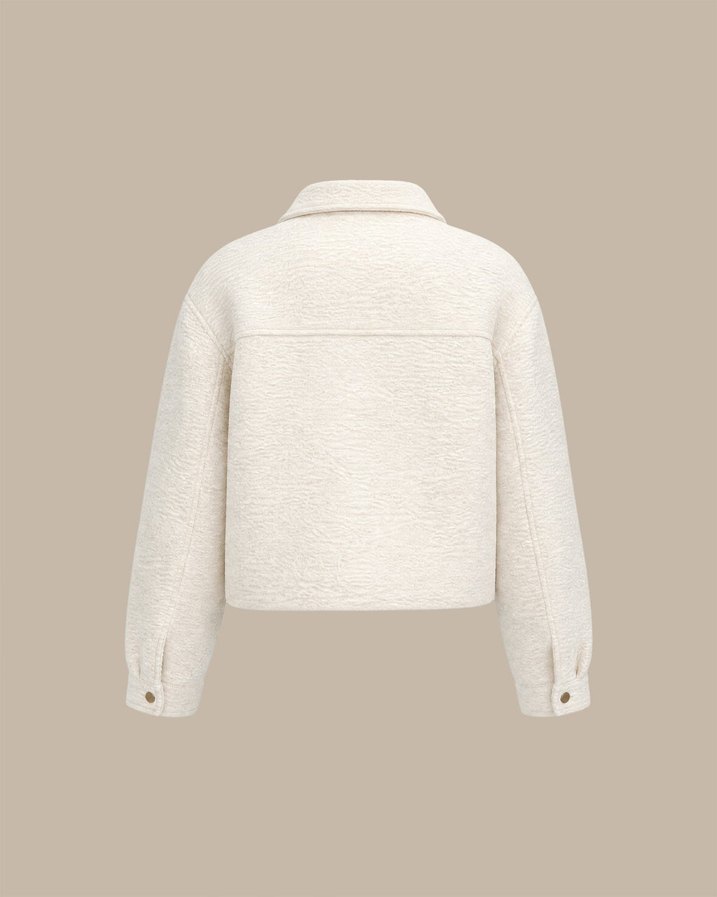 Off White Düz Fermuarlı Cepli Ceket