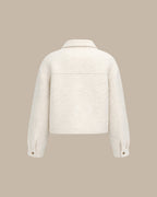 Off White Düz Fermuarlı Cepli Ceket