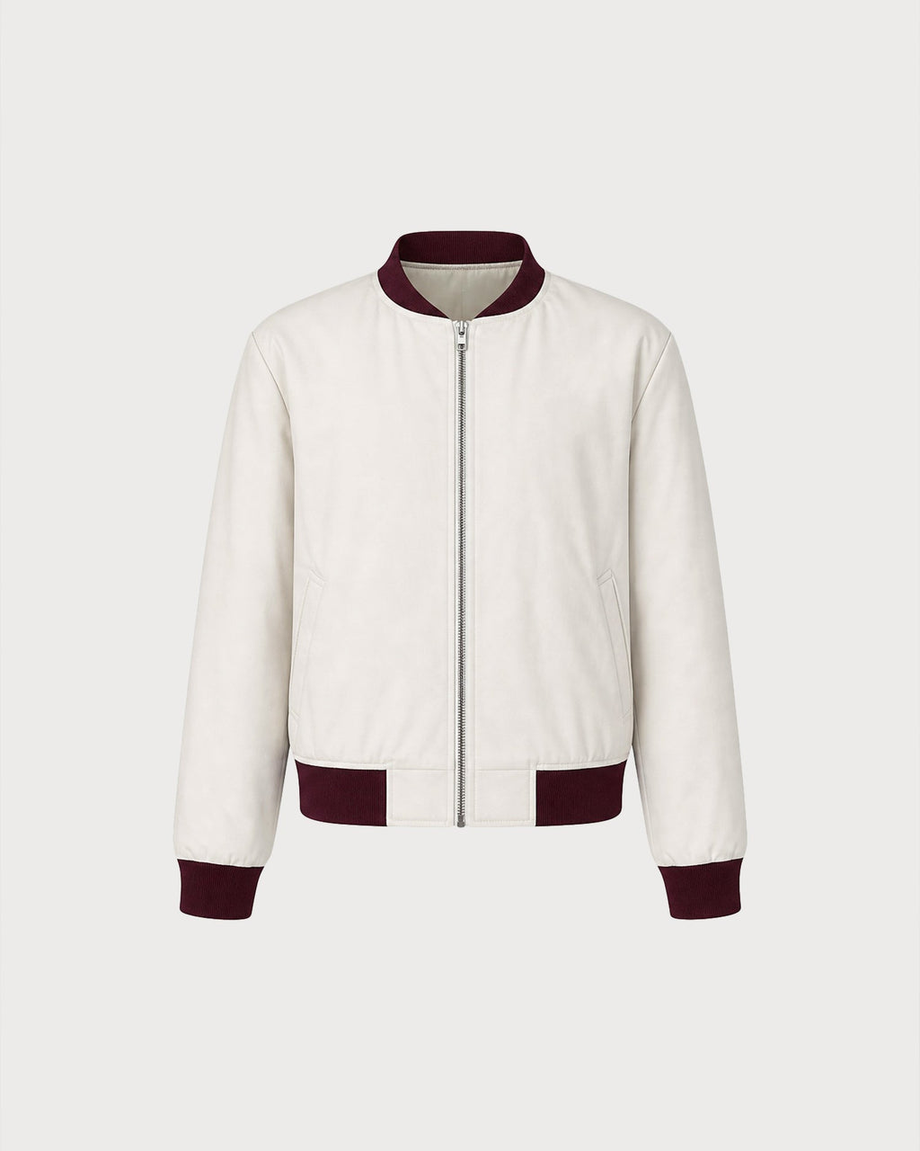 Off White Fermuarlı Cepli Kontrast Ceket