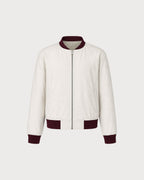 Off White Fermuarlı Cepli Kontrast Ceket