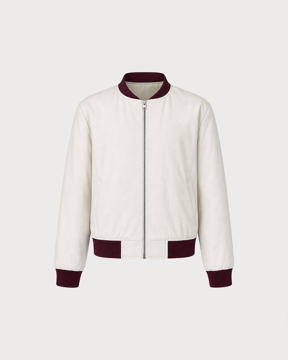 Off White Fermuarlı Cepli Kontrast Ceket
