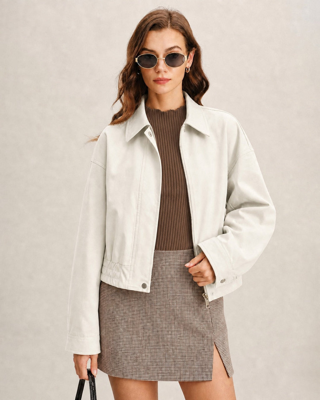 Off White Fermuarlı Cepli Ceket